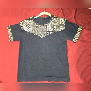 Animal Print Patchwork Sequin T-Shirt